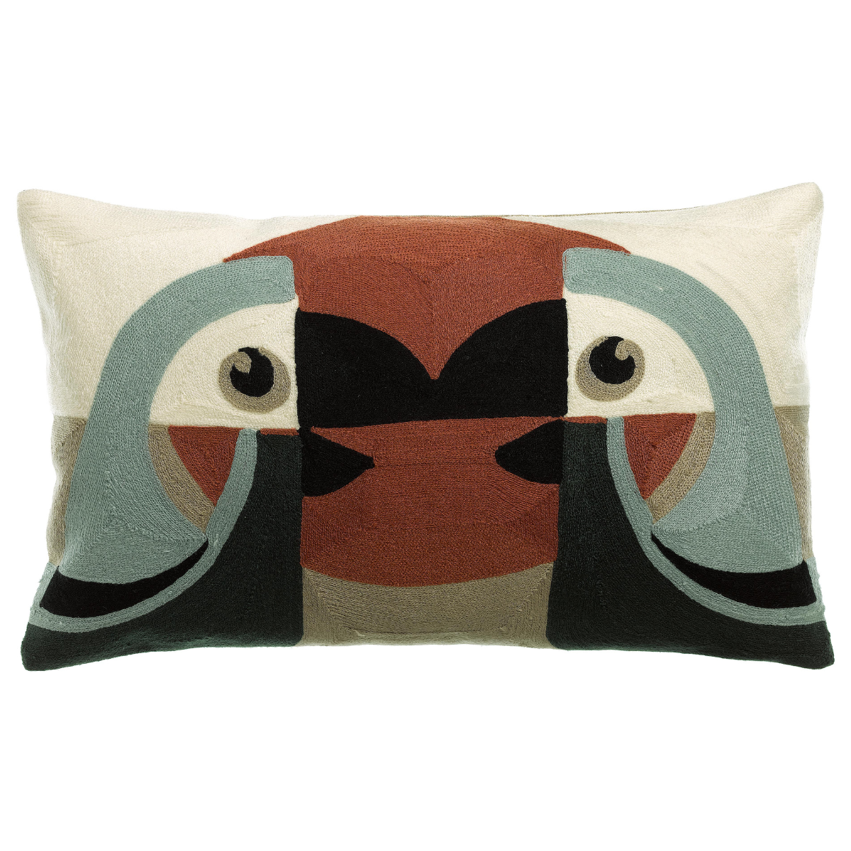 Coussin brodé LORO ciel – Perroquet – 30×50 cm
