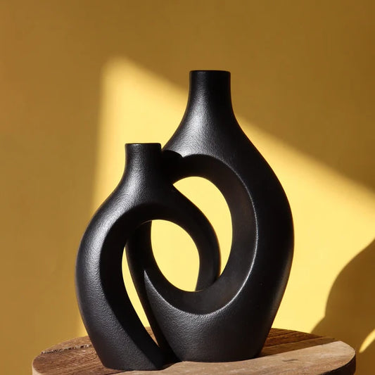 Duo de vases enlacés - noir