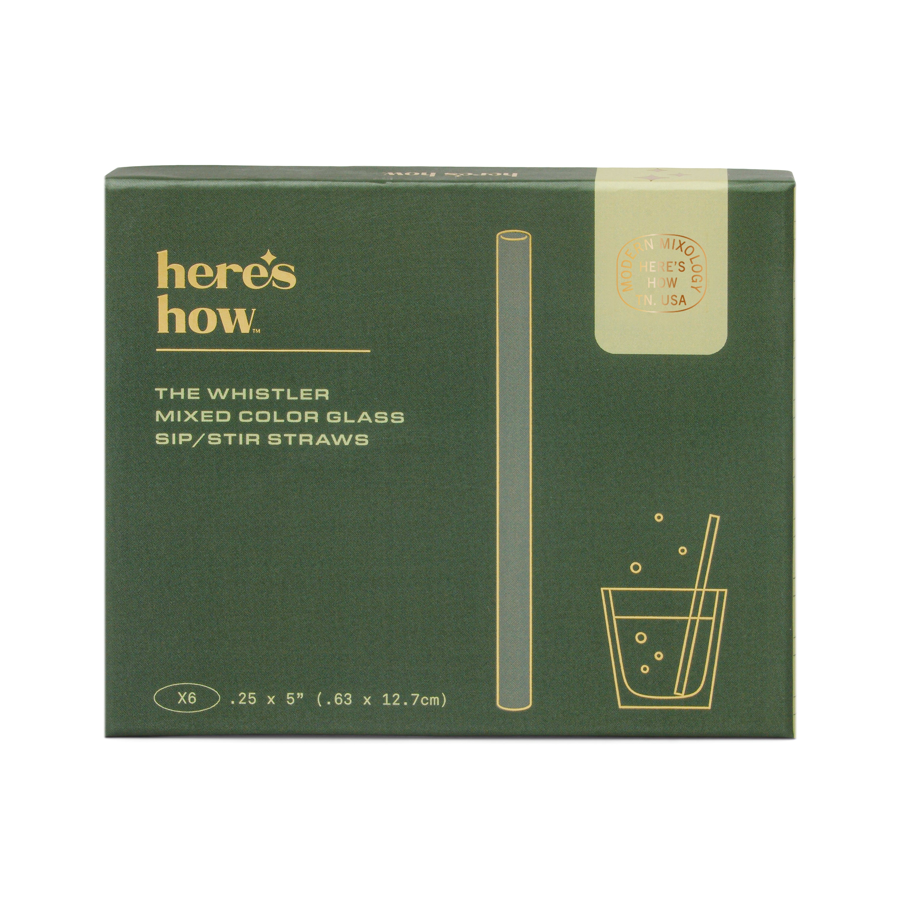 Pailles en verre coloré "The Whistler" - Set de 6