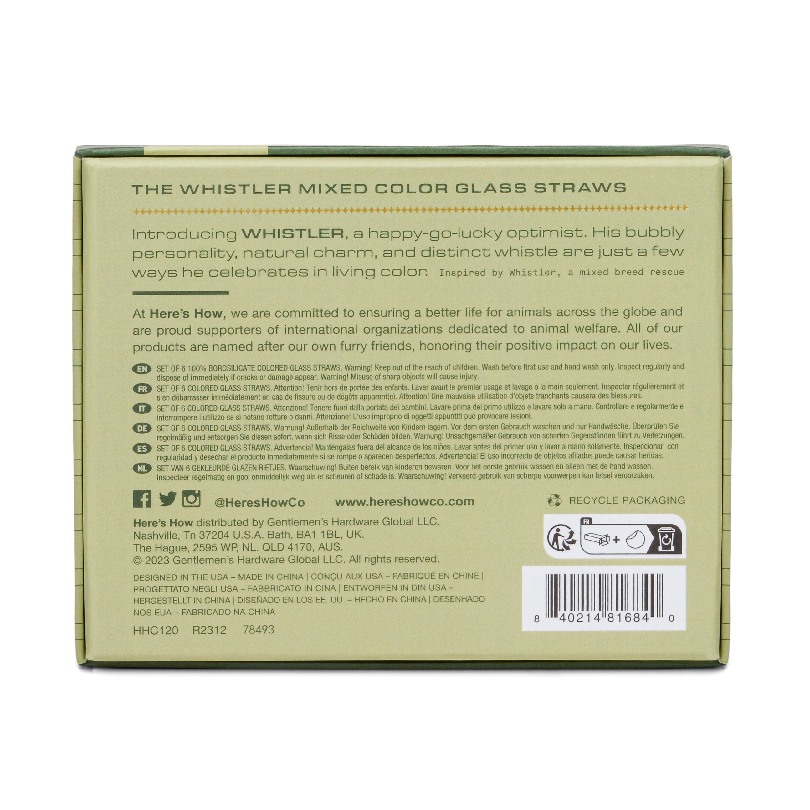 Pailles en verre coloré "The Whistler" - Set de 6