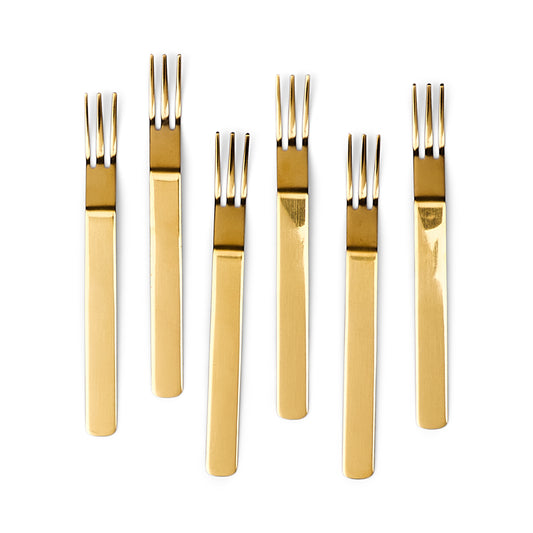 Set de 6 fourchettes dorées à apéritif Wazzy, design moderne et élégant