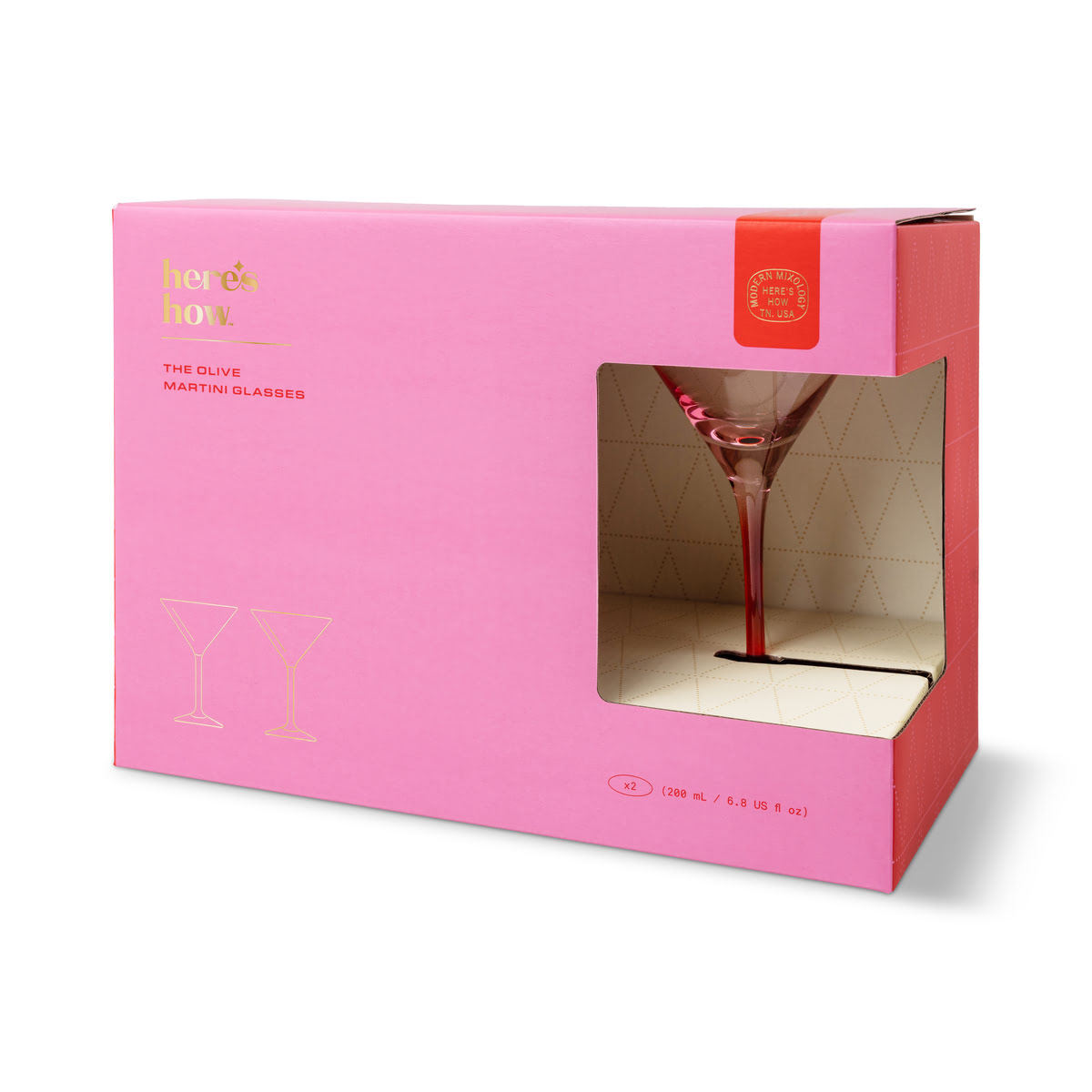 Verres Olive Martini – Blush & Cerise (lot de 2)