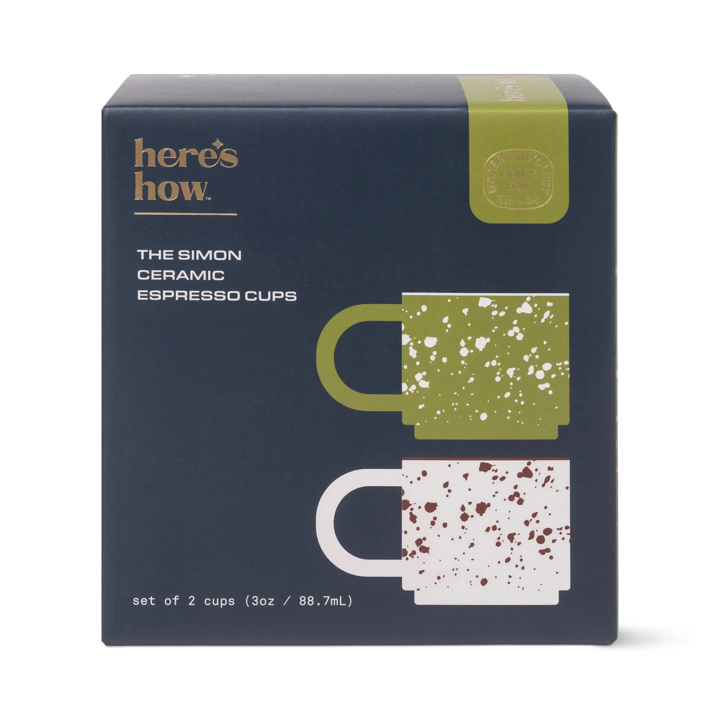 Tasses à expresso Simon – Lot de 2 – Crème & Olive