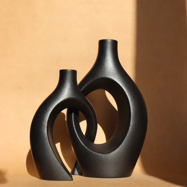 Duo de vases enlacés - noir