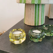 Bougeoir chauffe-plat en cristal coloré