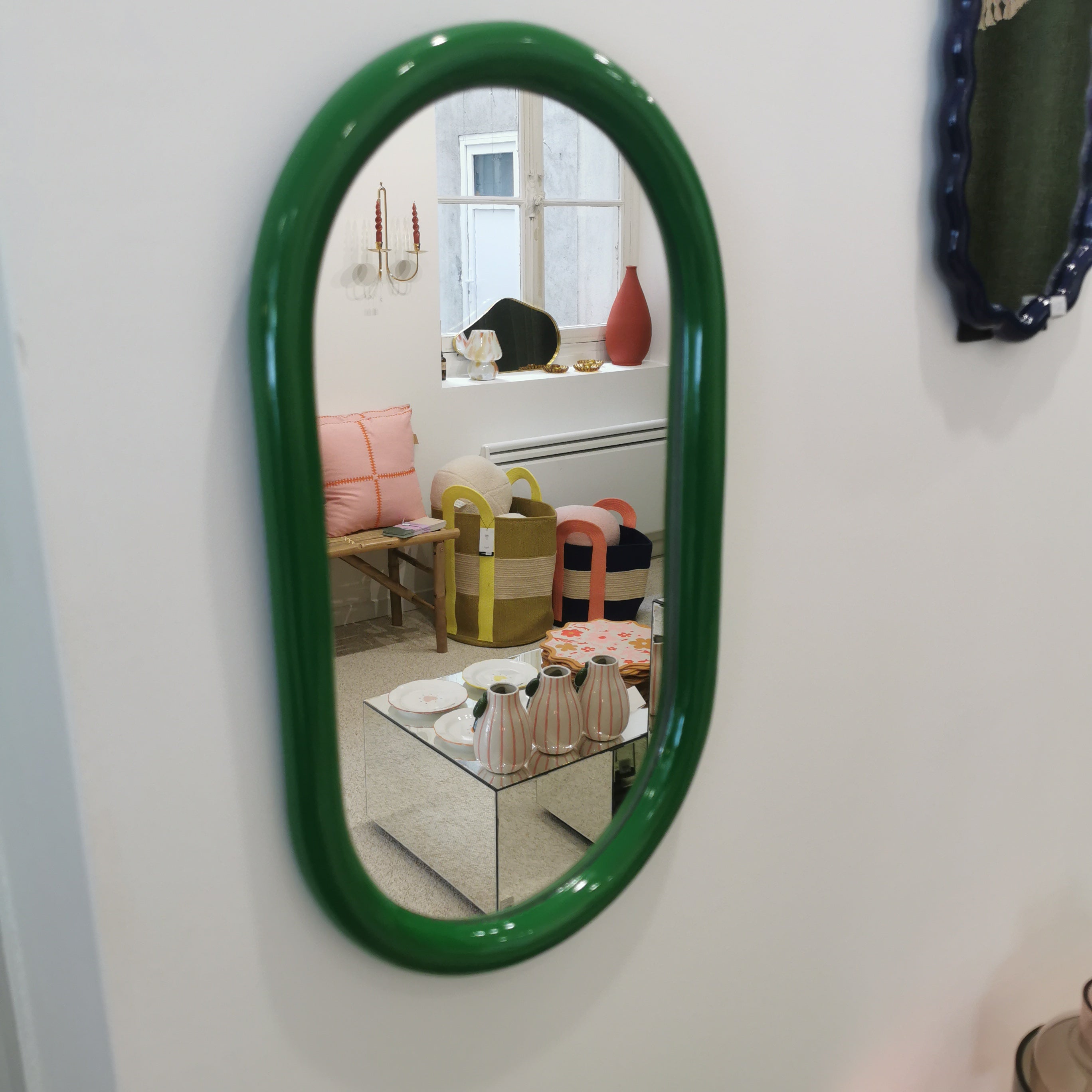 Miroir ovale - vert