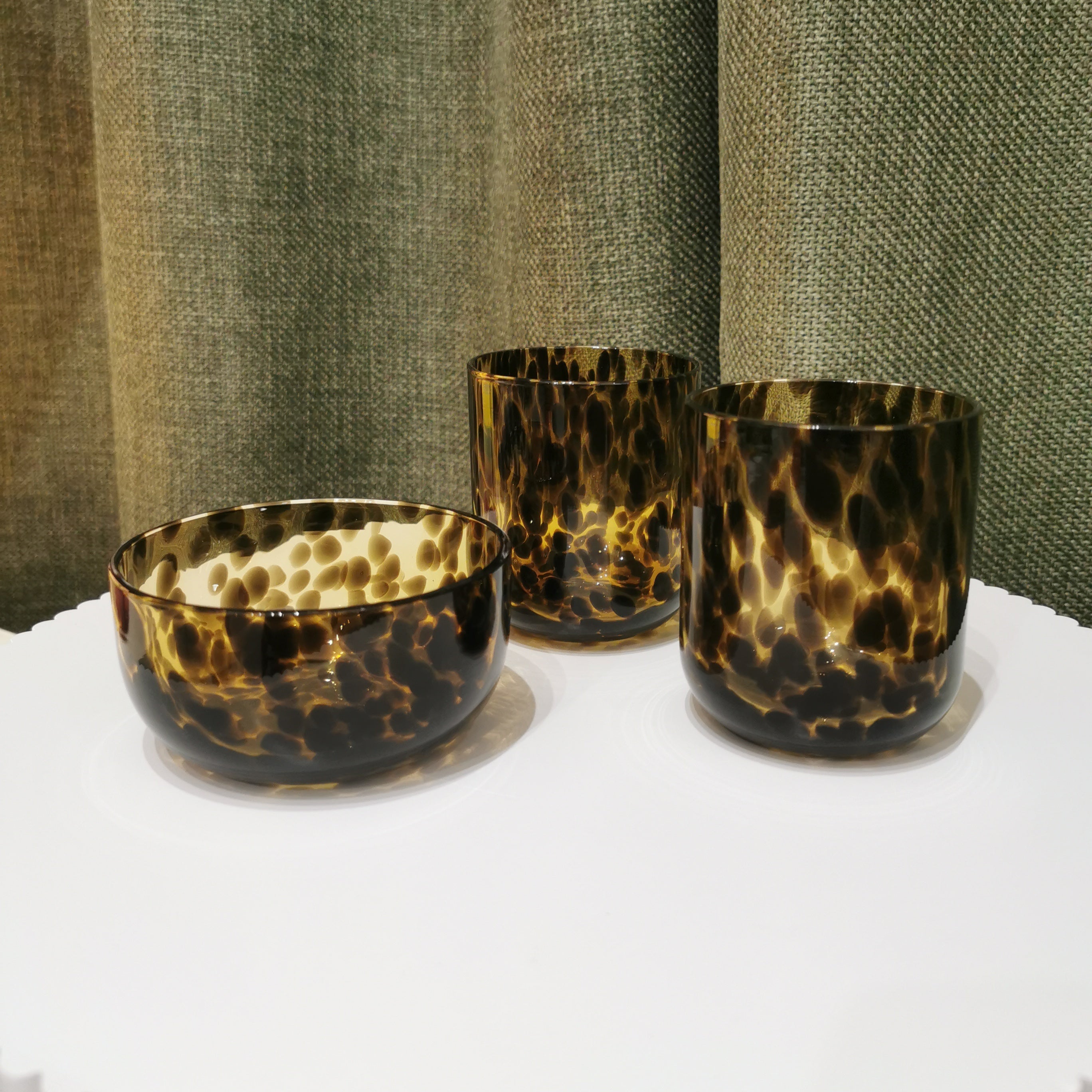 Verres en verre moucheté BRUN - Lot de 2