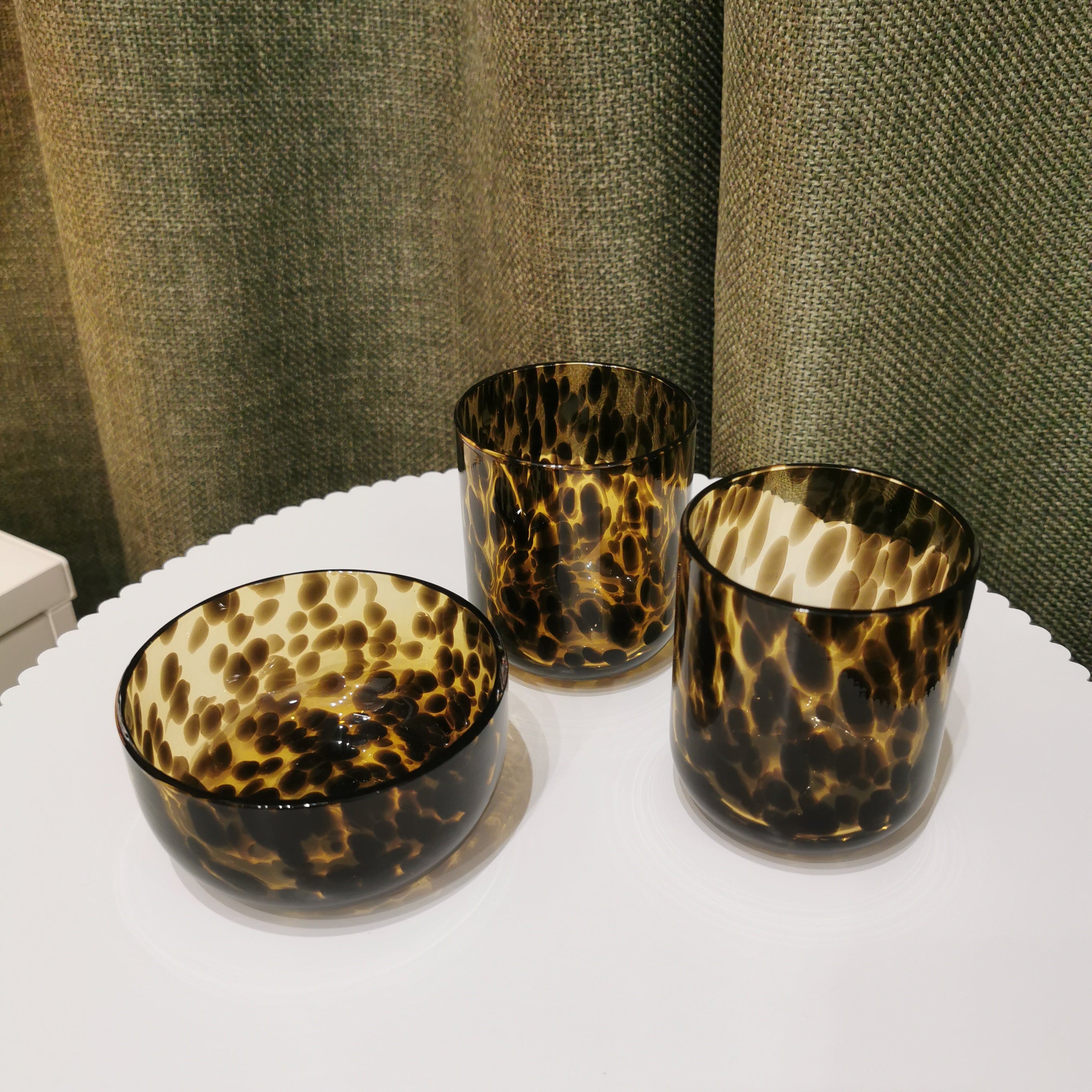 Verres en verre moucheté BRUN - Lot de 2