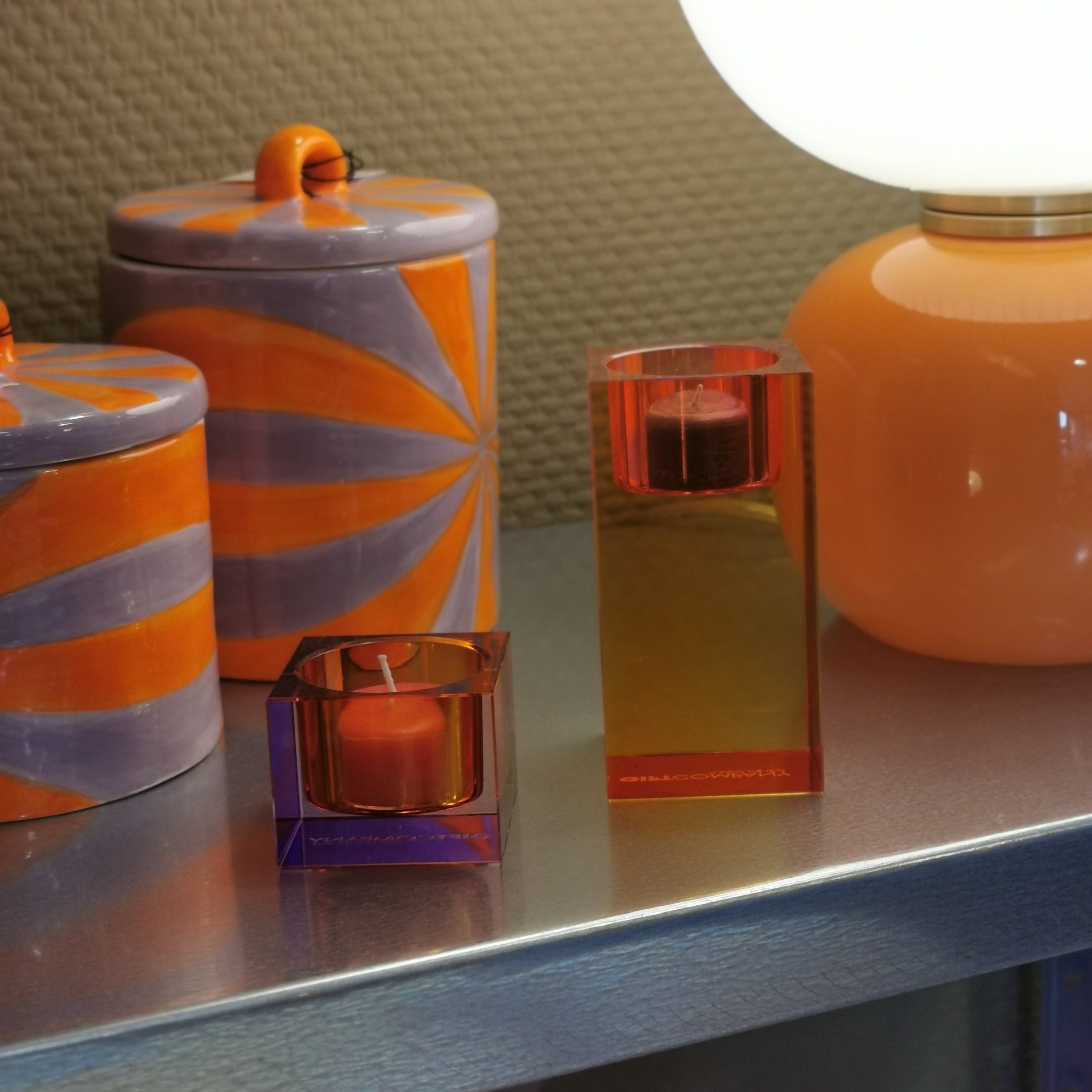 Bougeoir SARI en cristal - orange