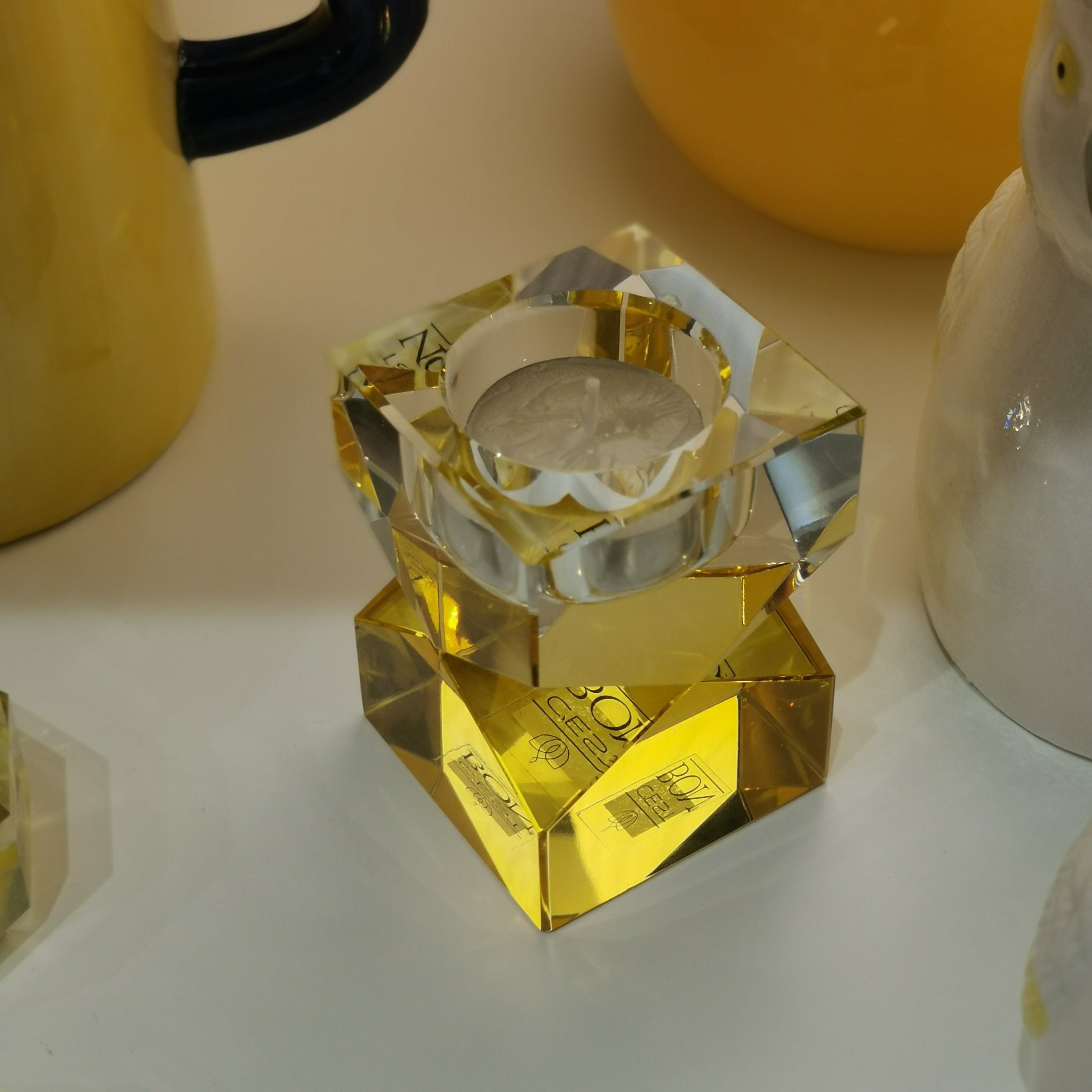 Bougeoir CRISTAL - jaune & translucide