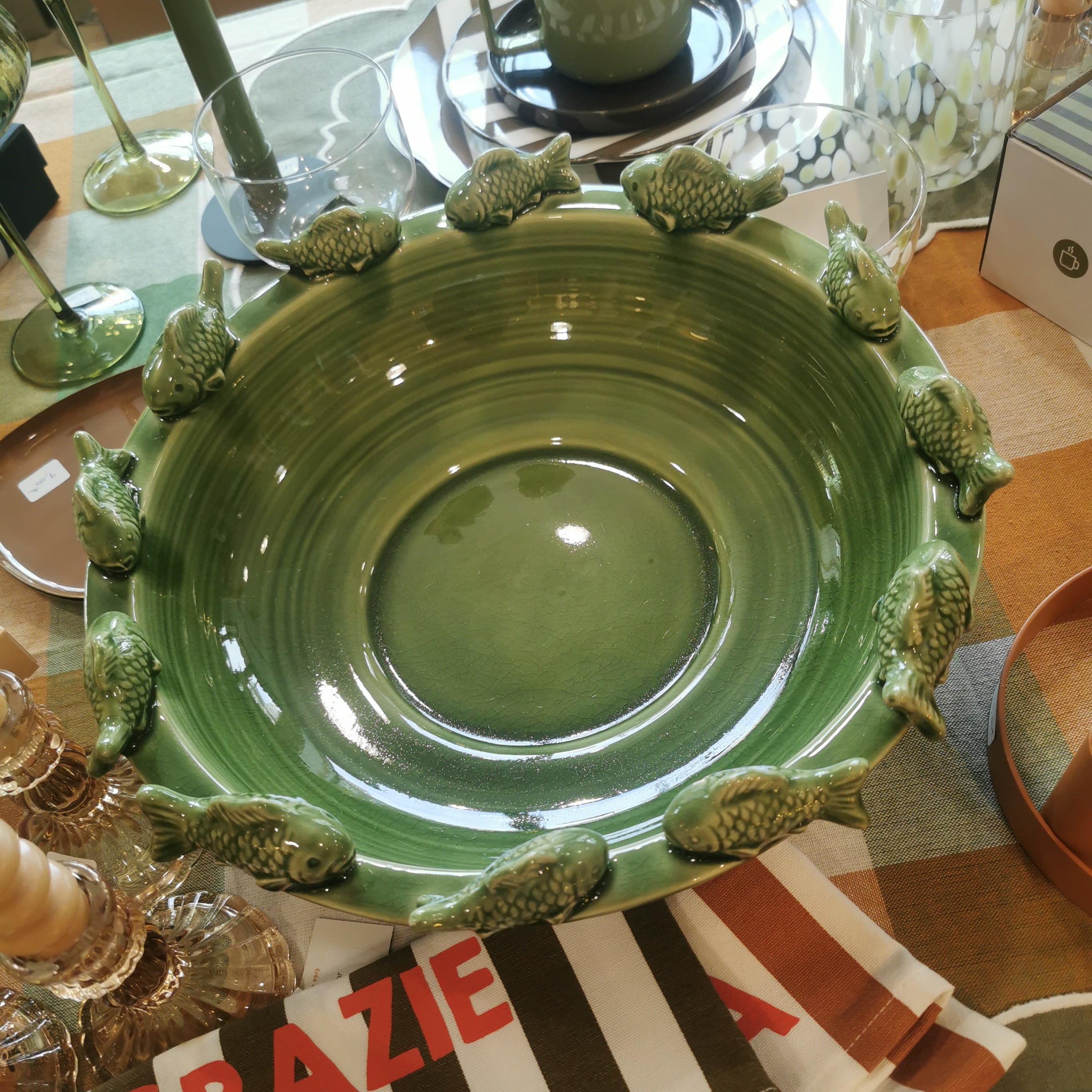 Centre de table POISSONS - vert