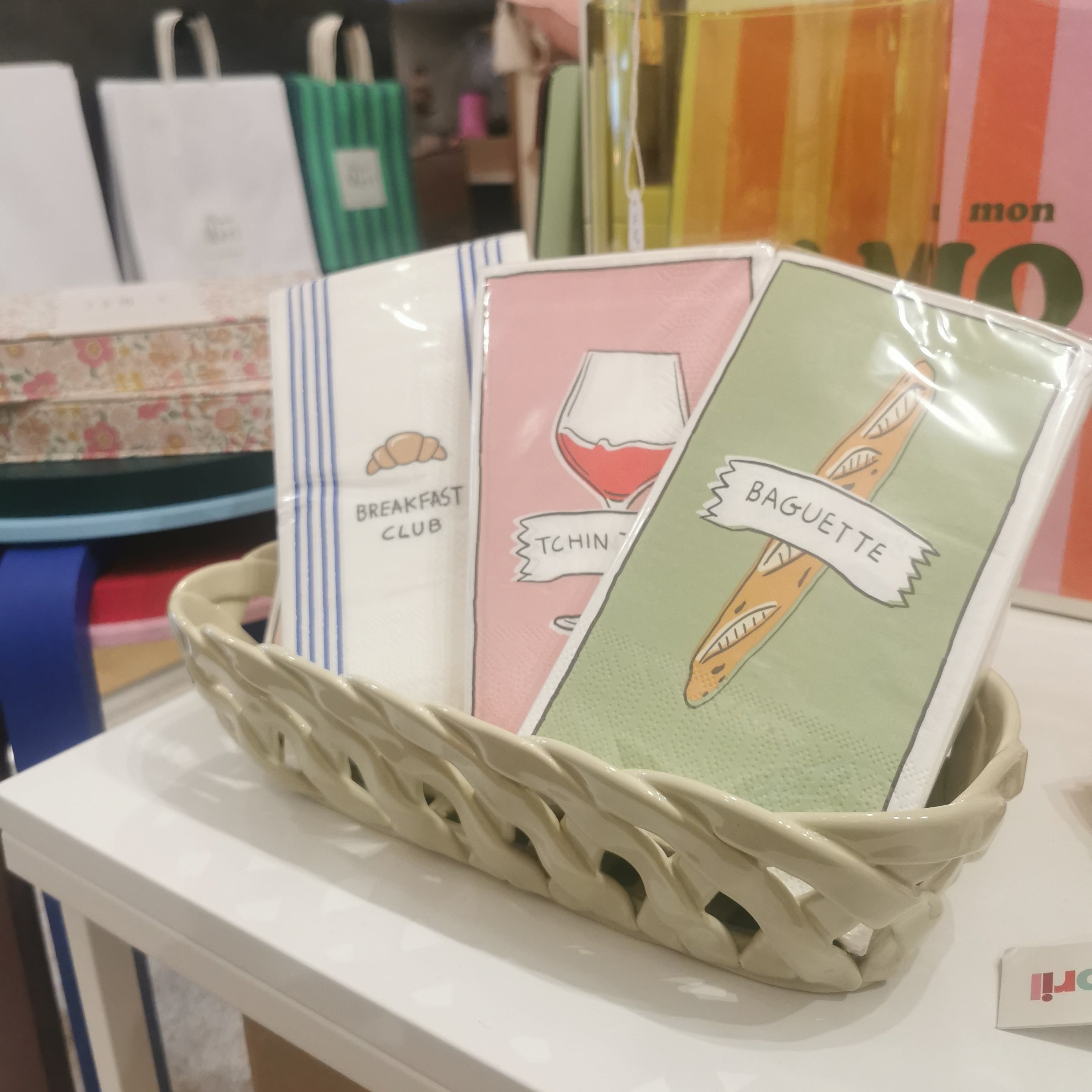 Corbeille tressée céramique - beige