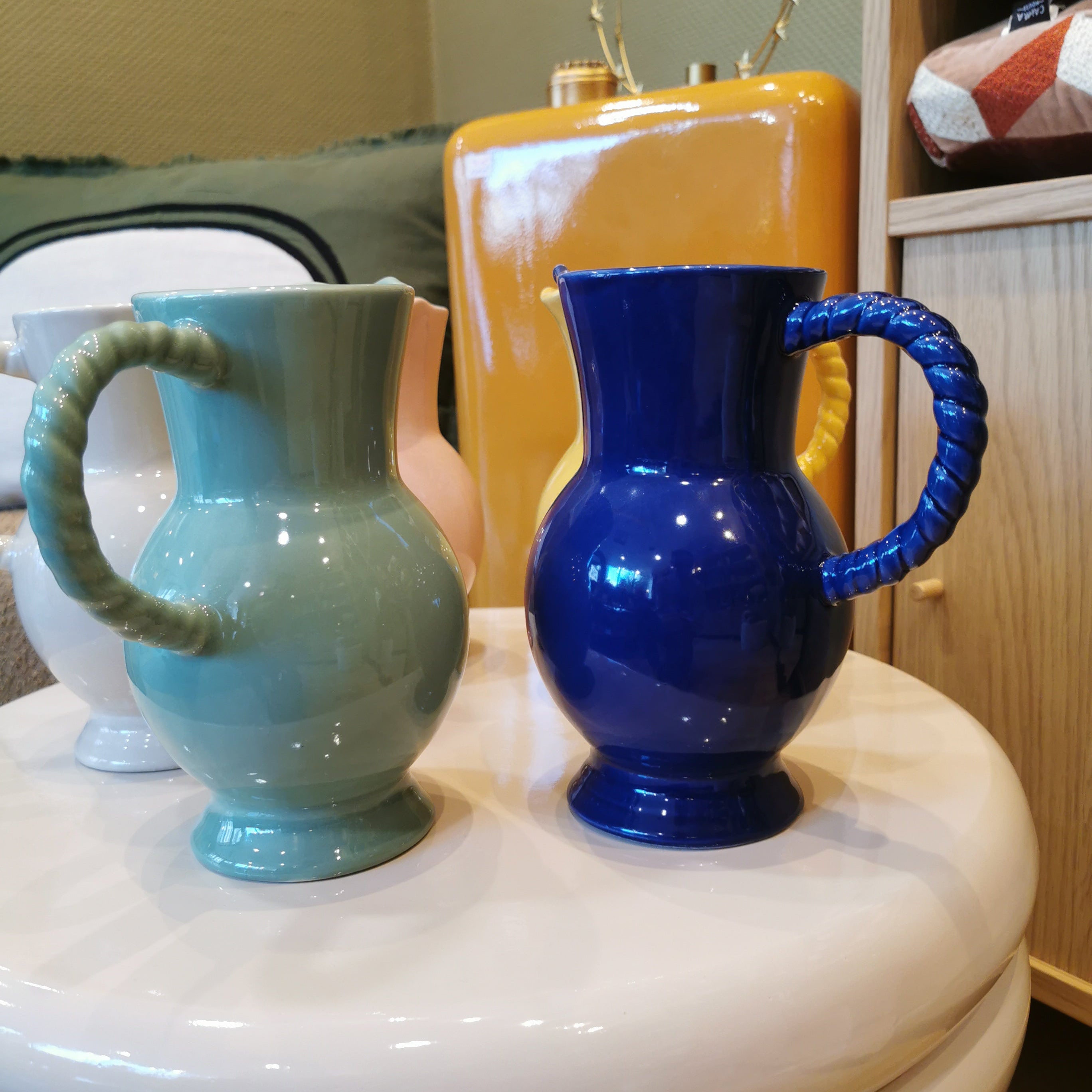 Pichet anse torsadée - bleu