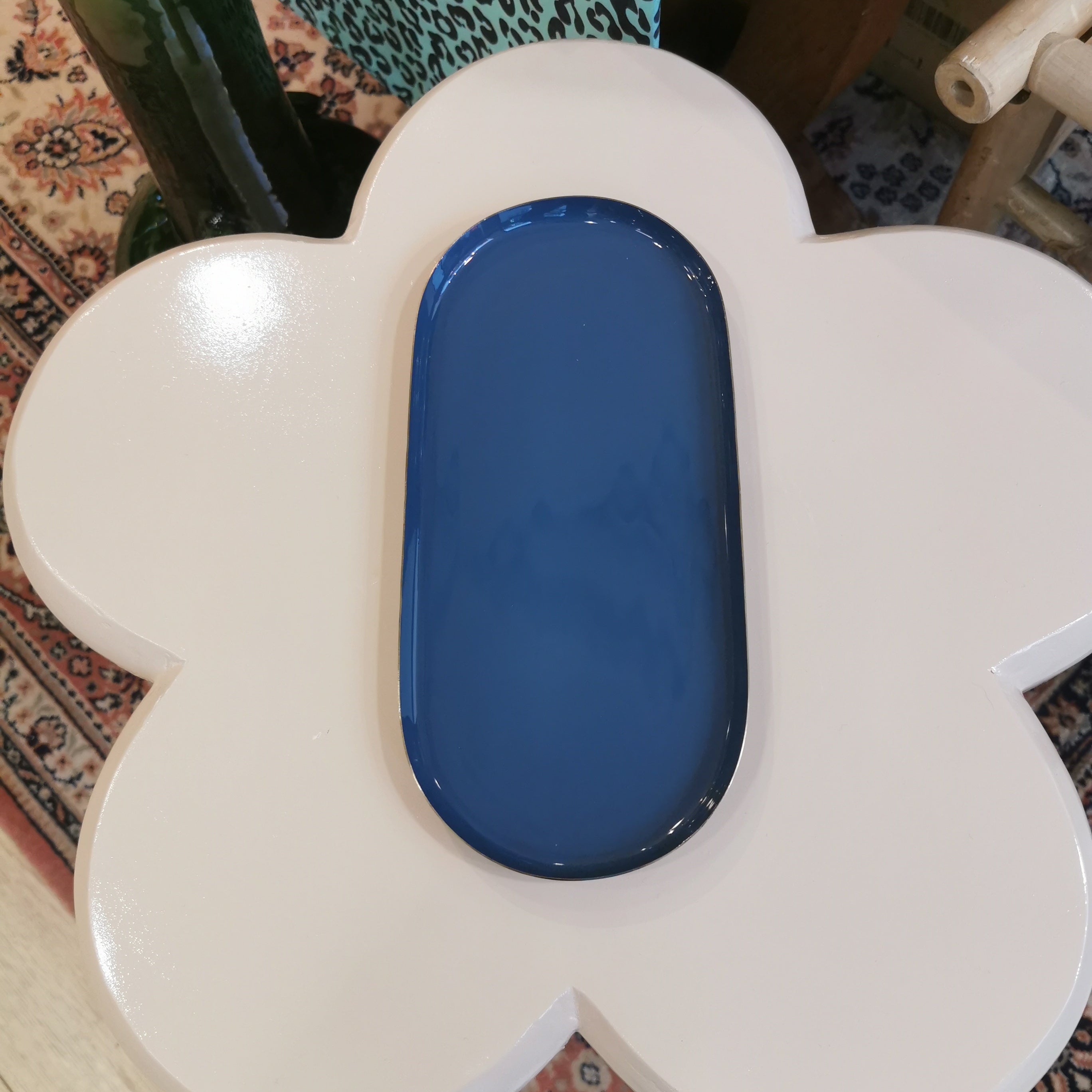 Plateau ovale métal - 24.5 cm | Les bleus & verts