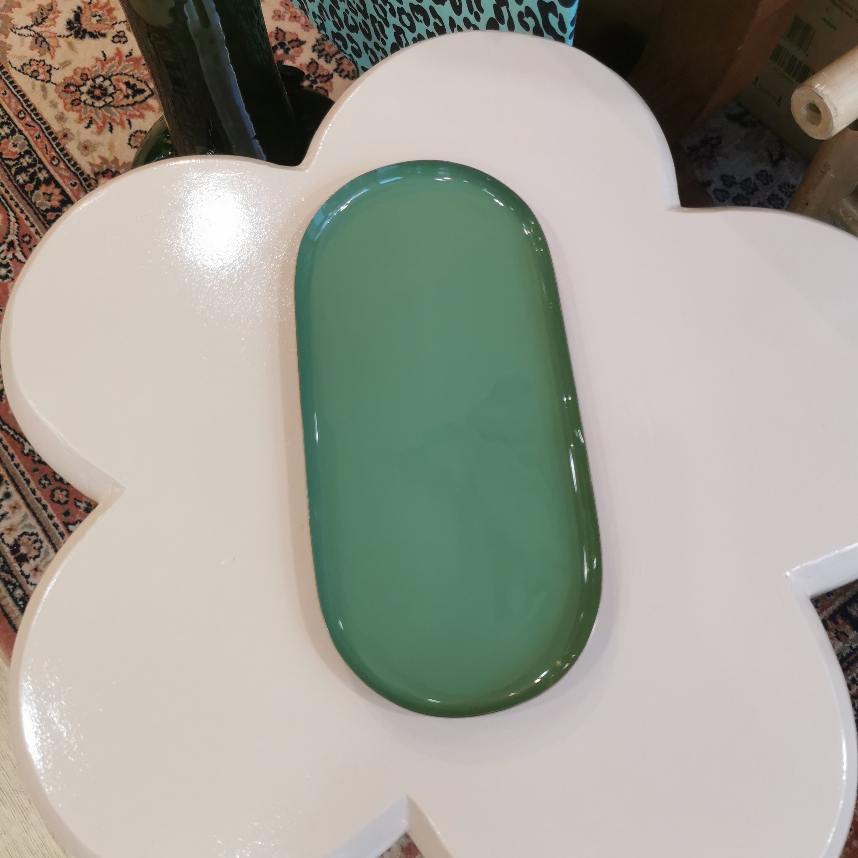 Plateau ovale métal - 24.5 cm | Les bleus & verts