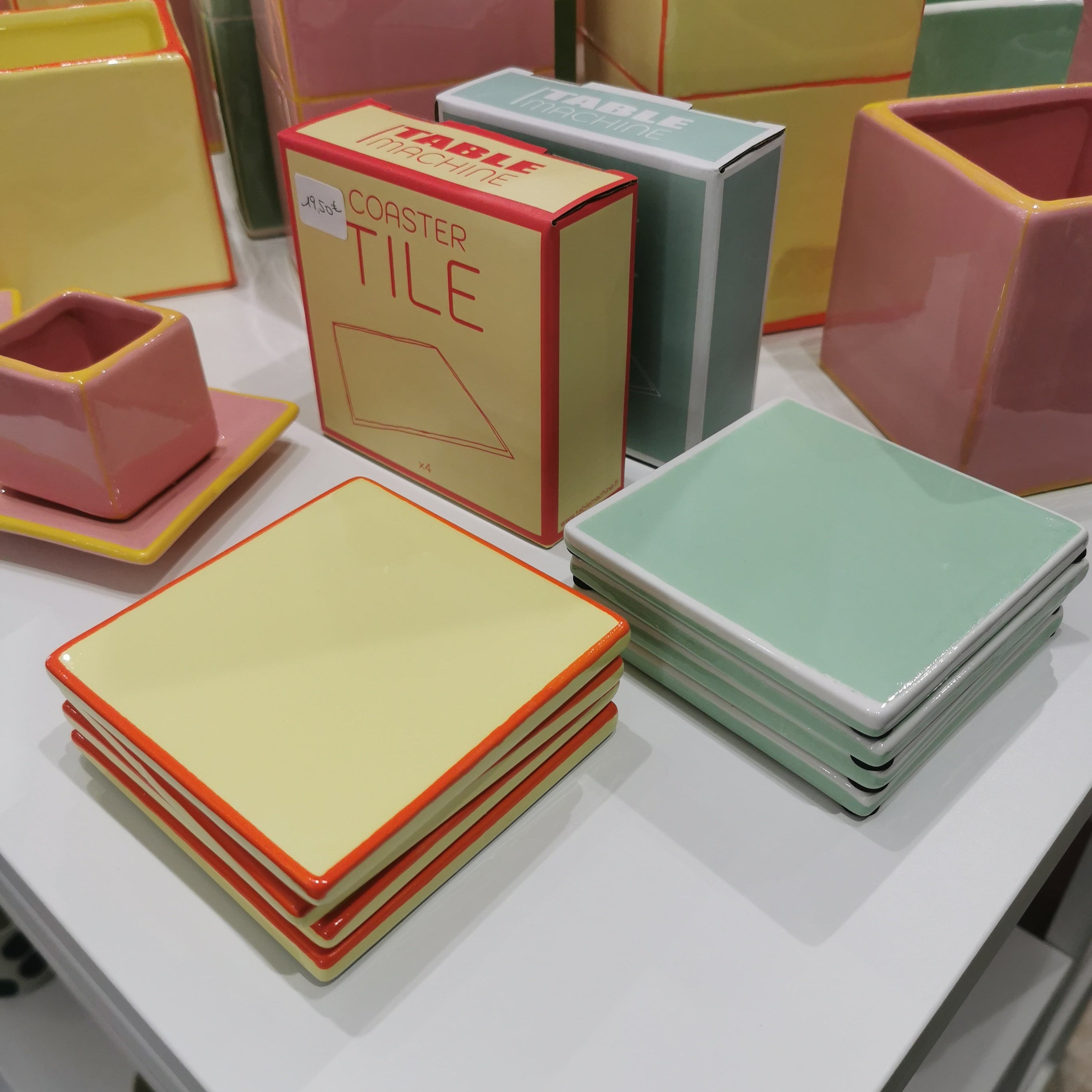 Set de 4 dessous de verre TILE - jaune & orange