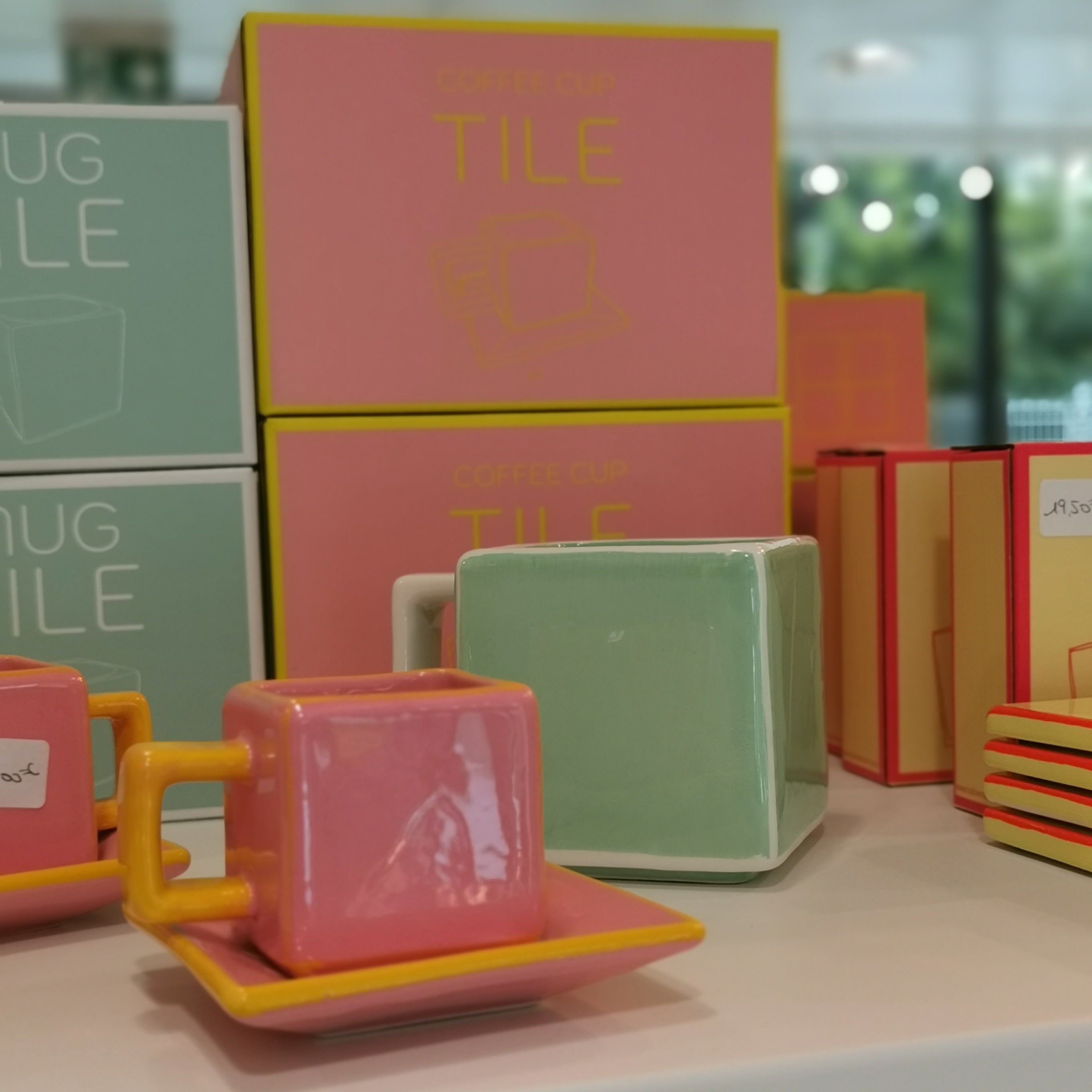 Set de 2 tasses TILE - rose & jaune