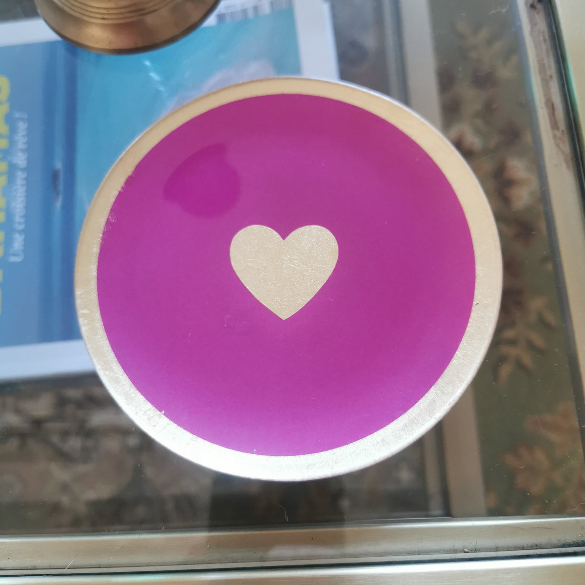 Vide-poche en verre rose - COEUR