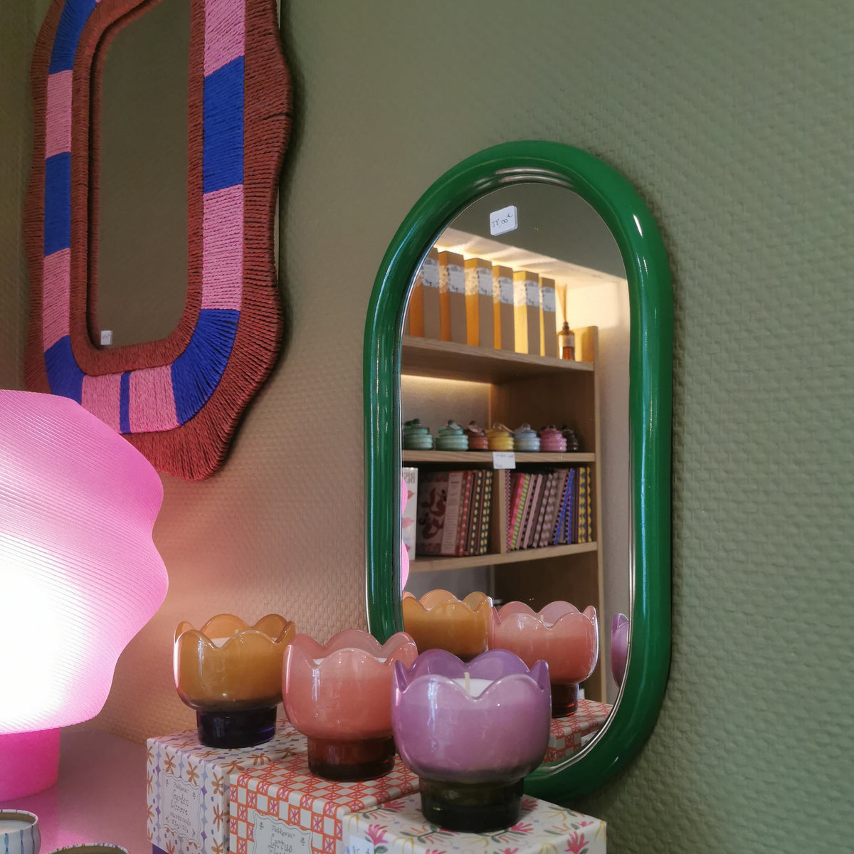 Miroir ovale - vert