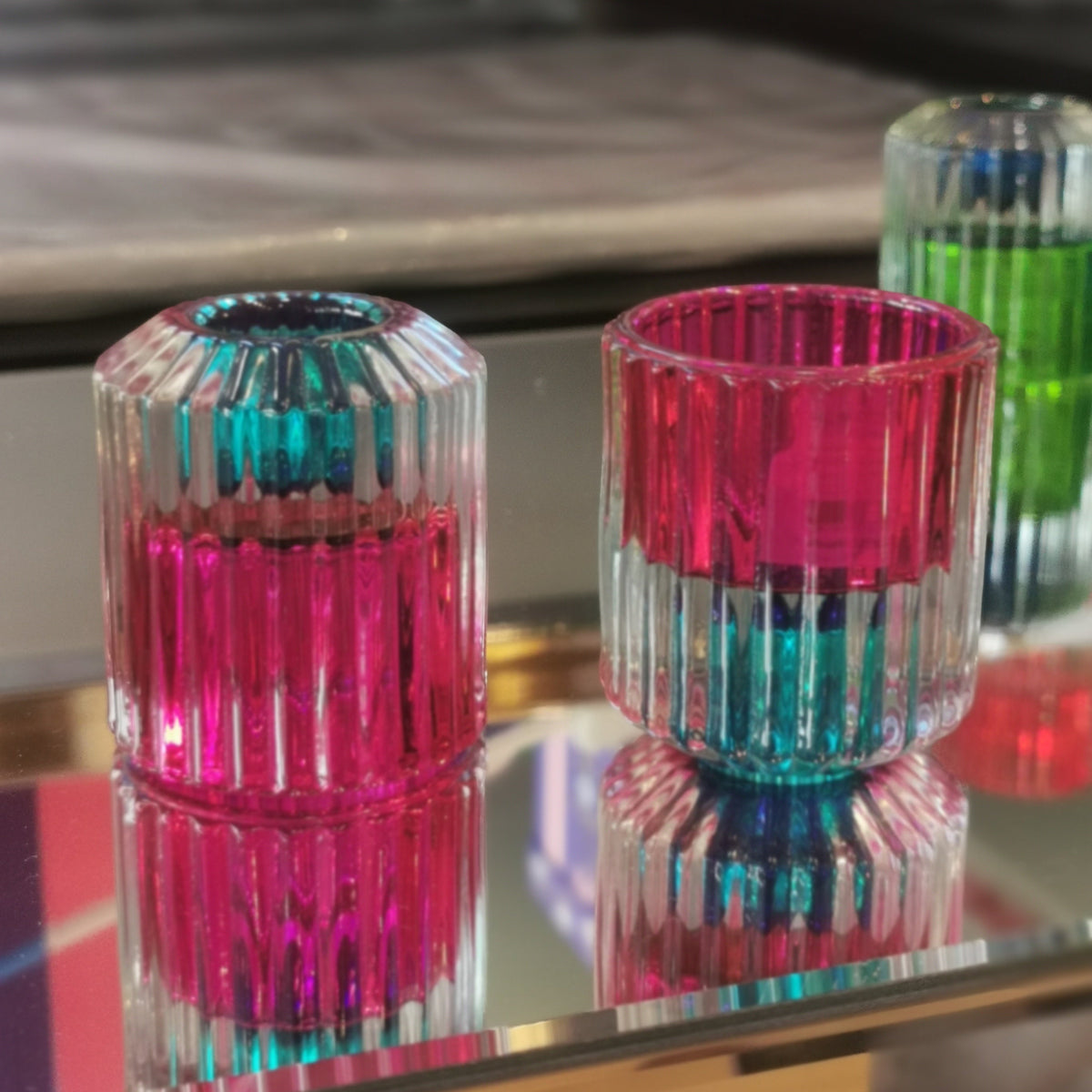Bougeoir réversible en verre