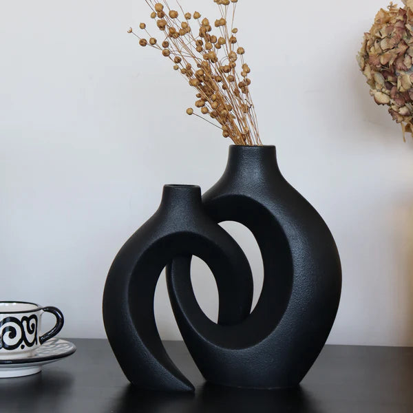 Duo de vases enlacés - noir