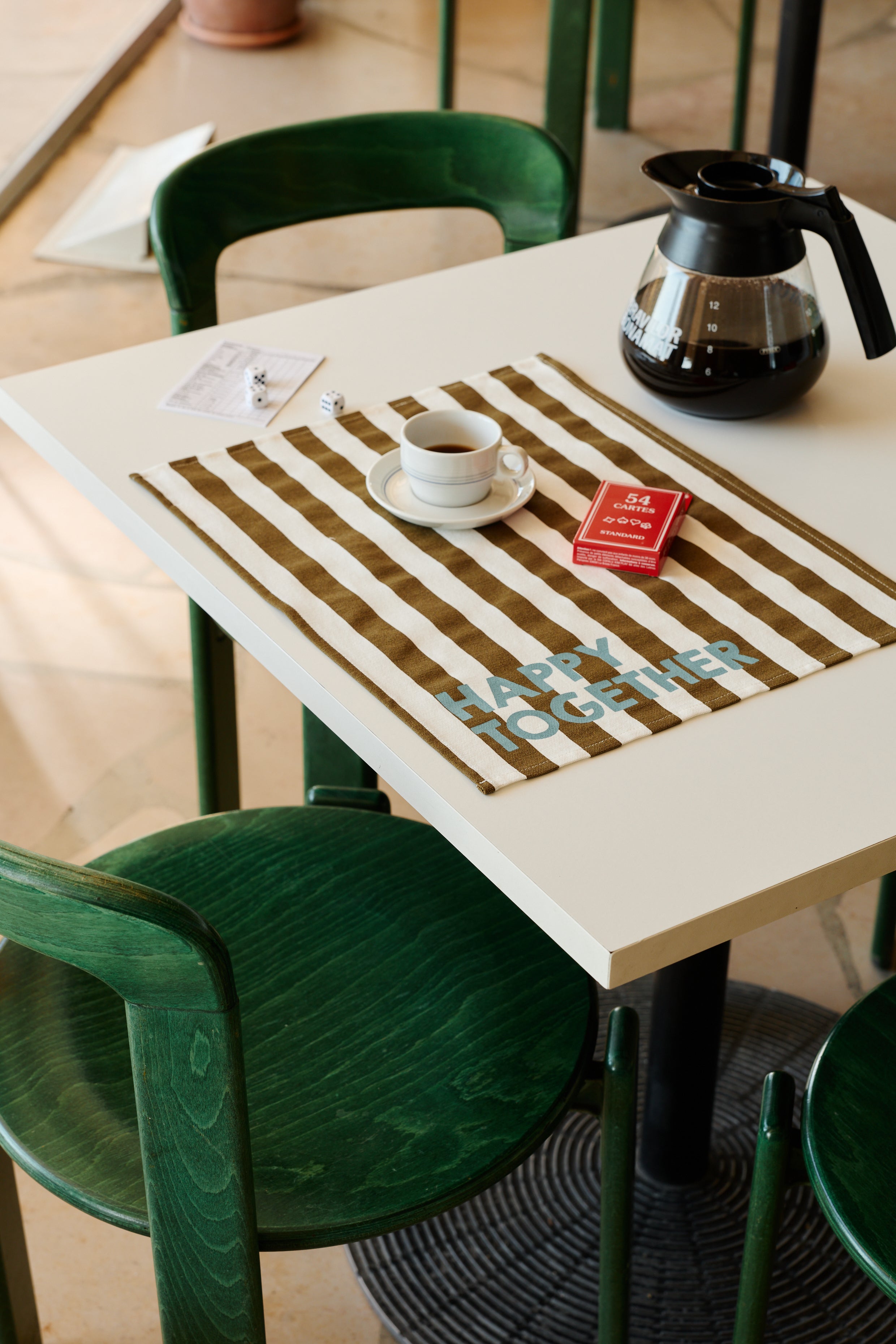 Set de table JEANNETTE - rayures olive HAPPY TOGETHER