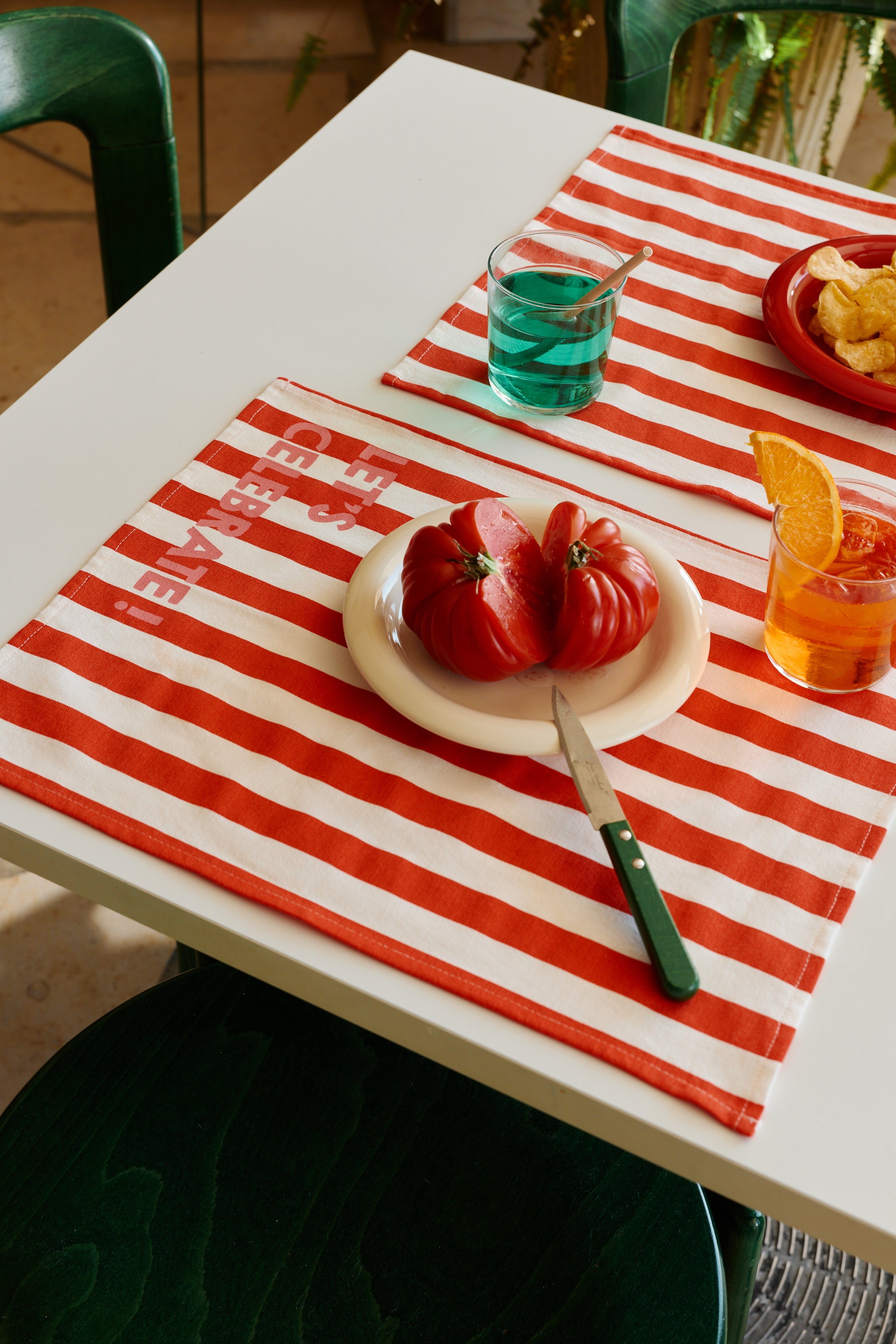 Set de table JEANNETTE - rayures cerise LET'S CELEBRATE