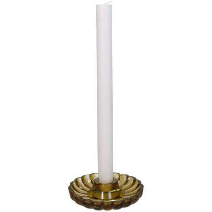 Bougeoir en verre - ambre
