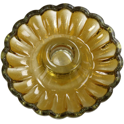Bougeoir en verre - ambre