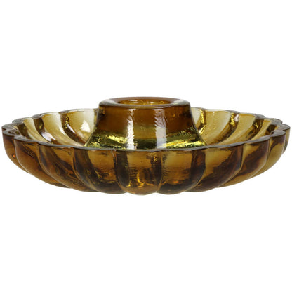 Bougeoir en verre - ambre