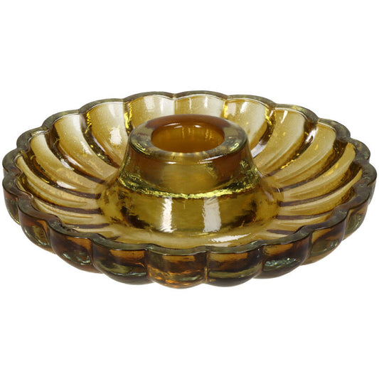 Bougeoir en verre - ambre