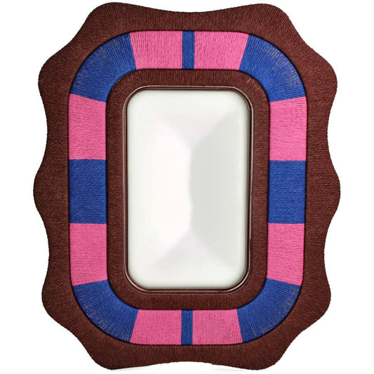 Miroir cordes - bleu & rose