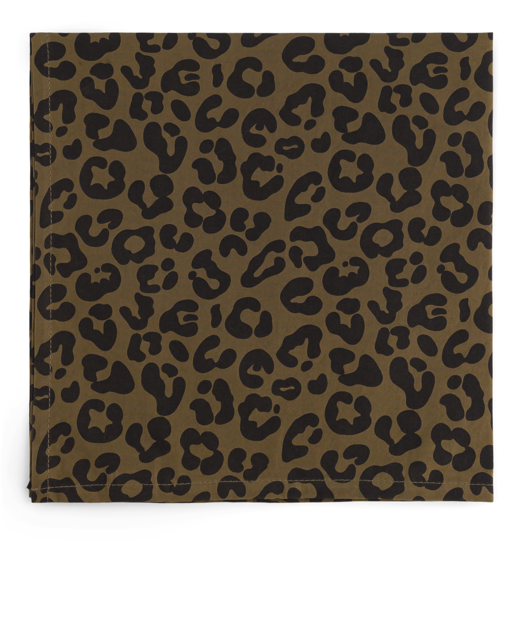 Serviette LAURENE Graou olive en coton imprimé léopard Rose in April