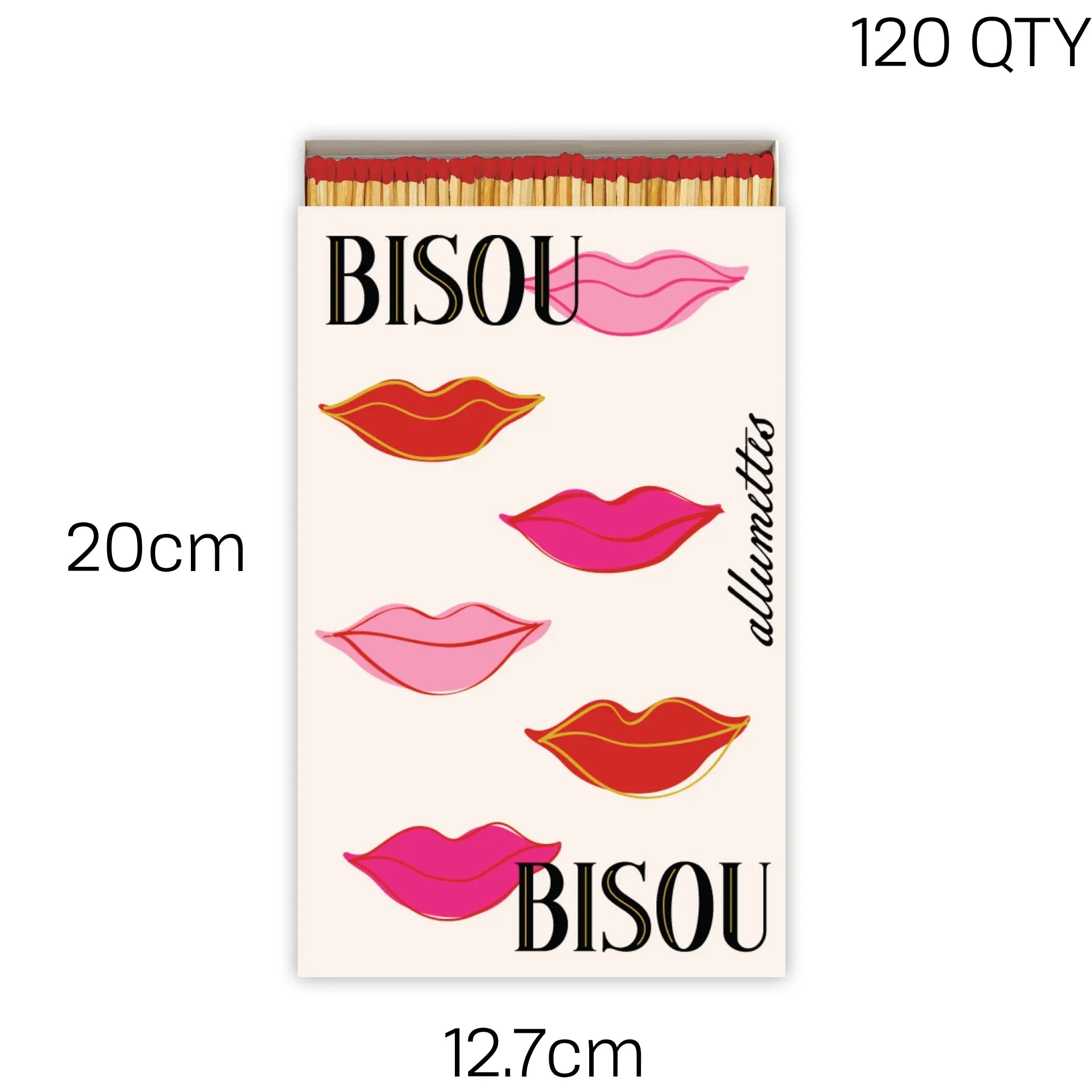 Grande boîte d'allumettes – Bisou Bisou (120 allumettes)