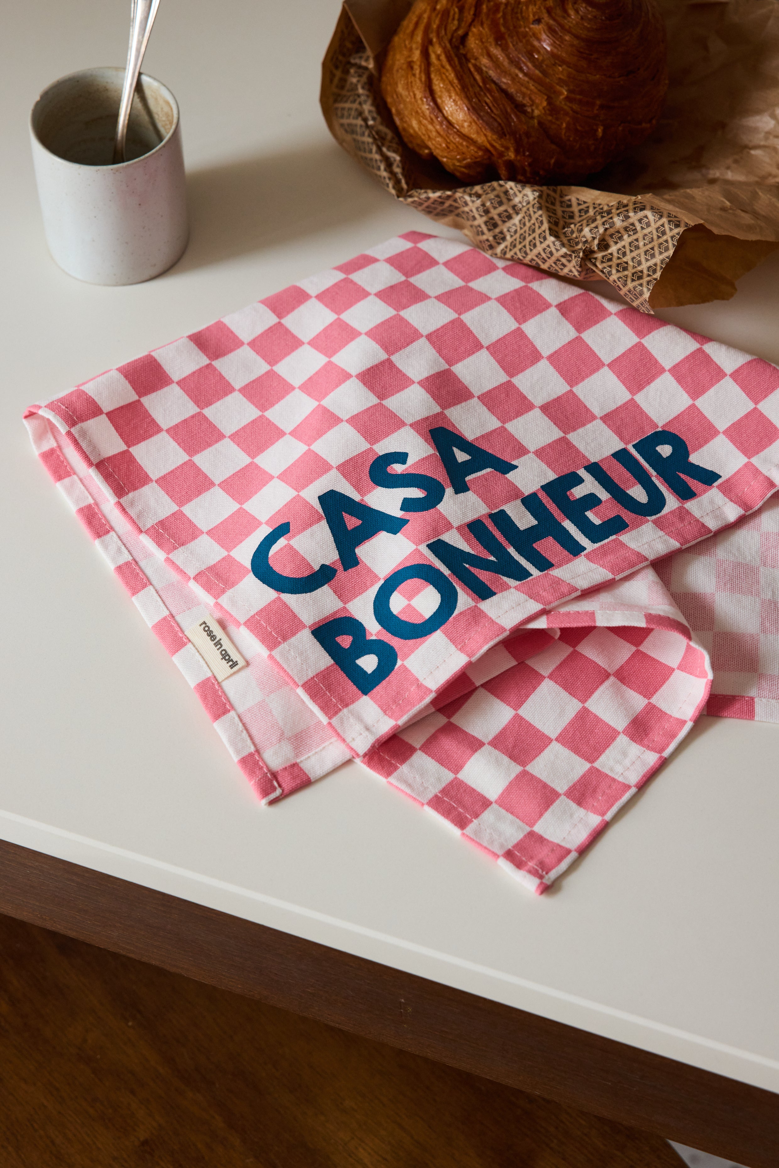 Lot de 2 serviettes JOSEPHINE - damier rose