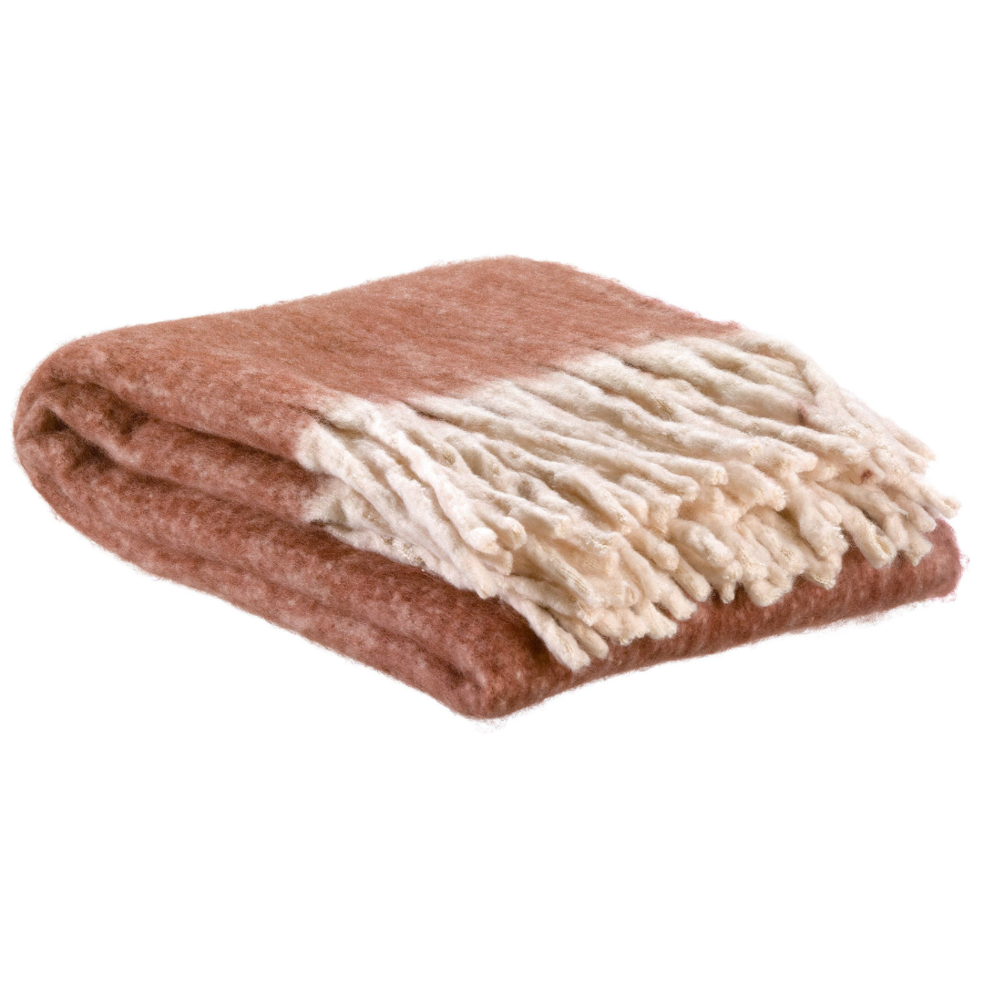 Plaid Isabel en polyester recyclé avec finition franges XL et texture mohair.