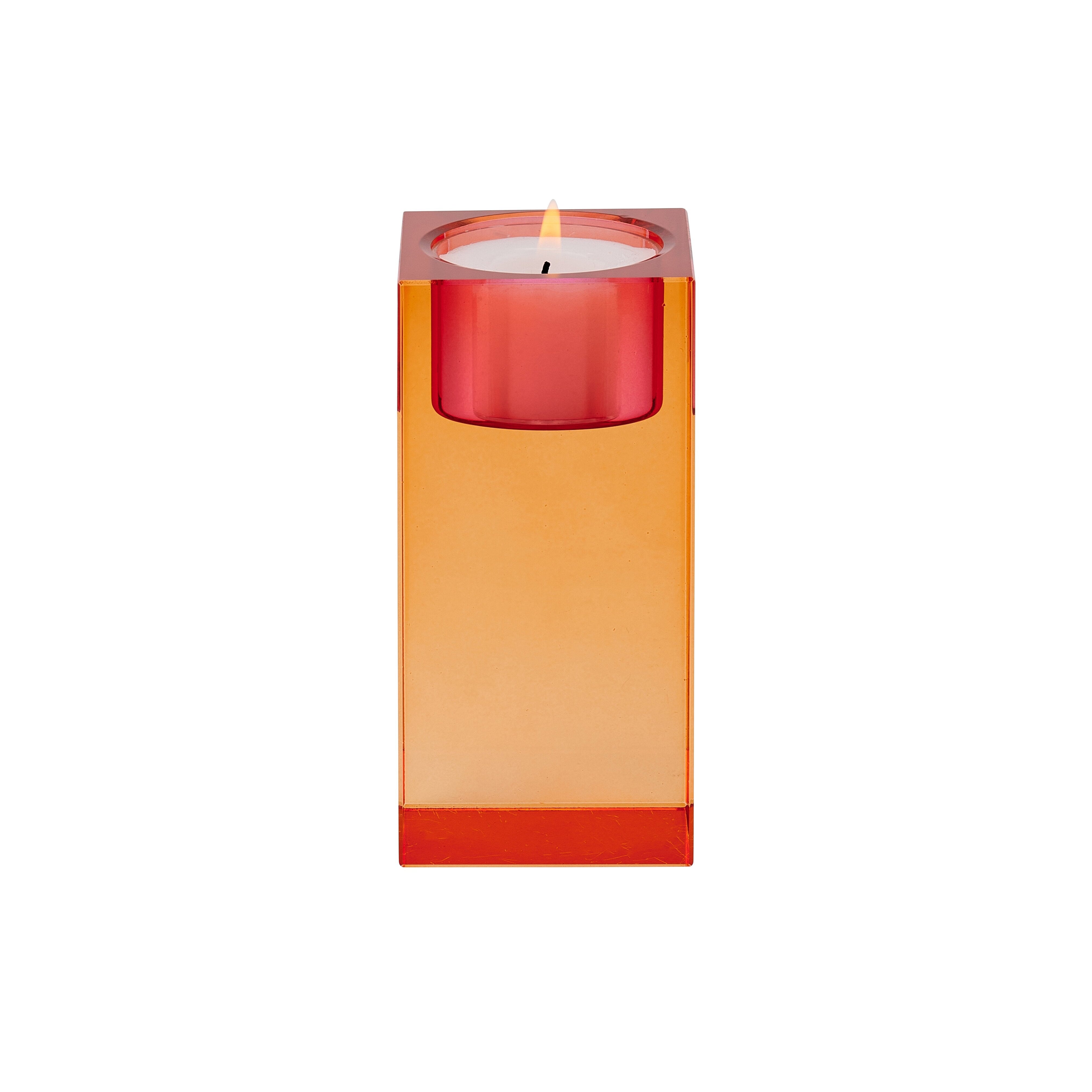 Bougeoir en cristal teinté orange et rouge – Modèle SARI taille M 