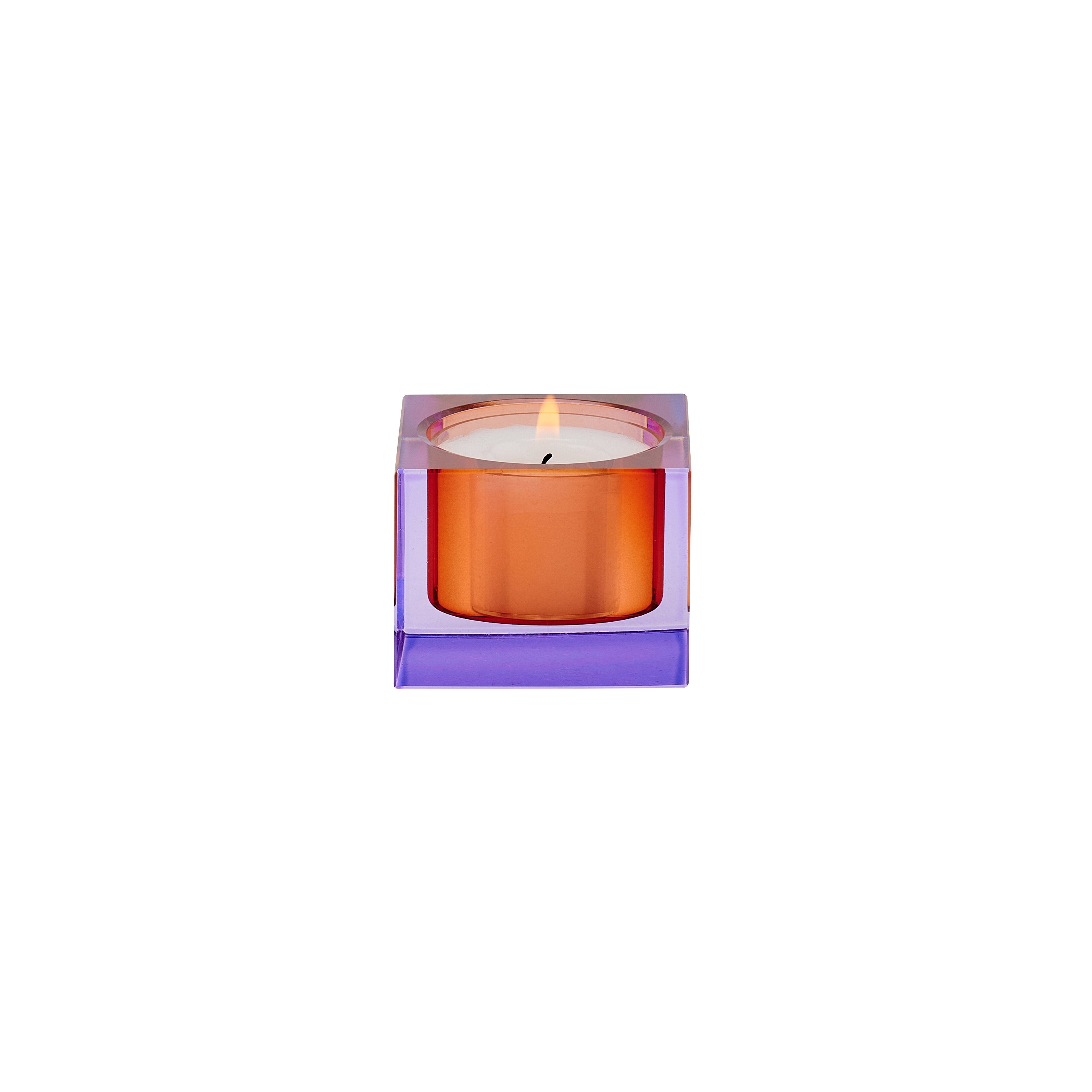 Bougeoir en cristal violet et orange – SARI taille XS
