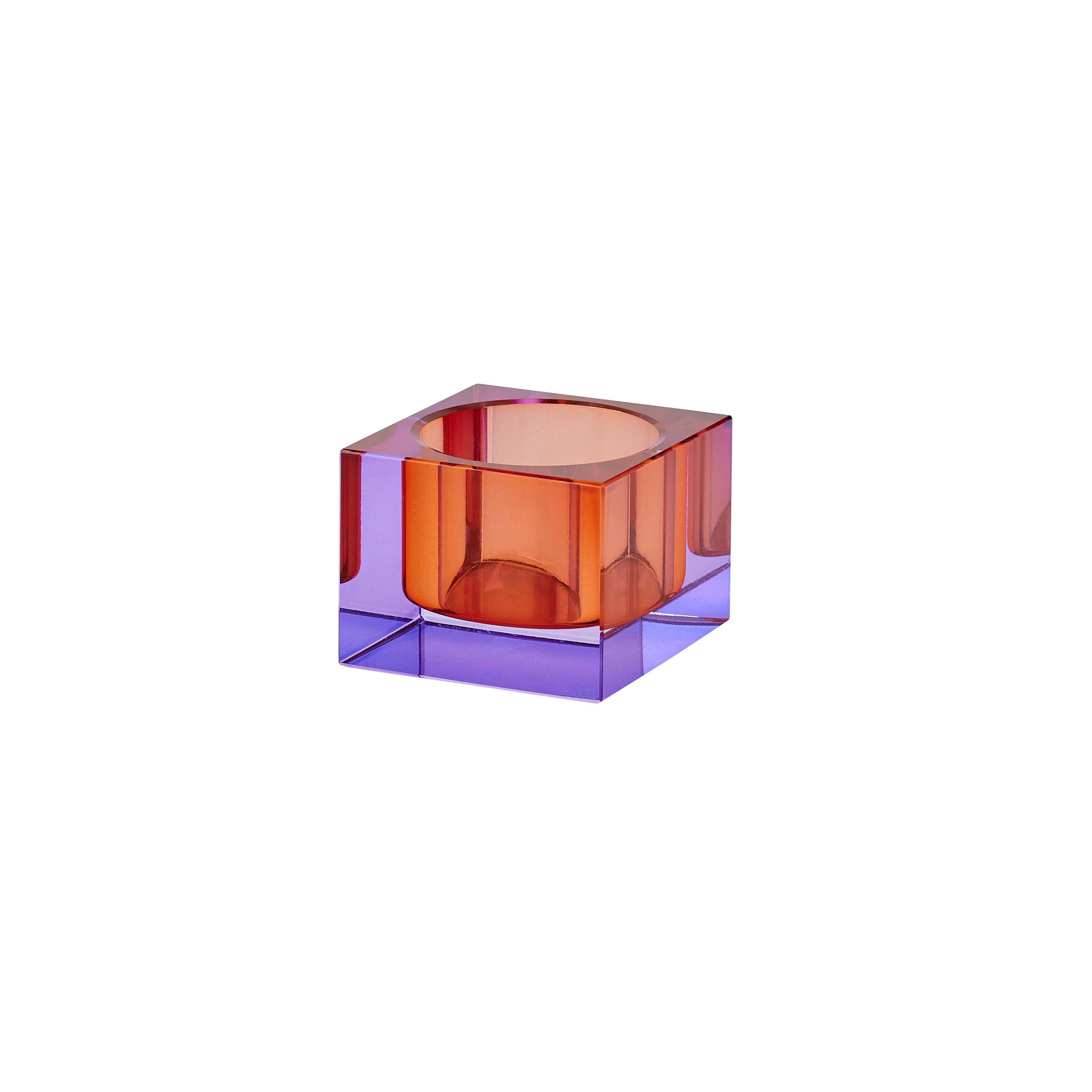 Bougeoir SARI en cristal - violet/orange