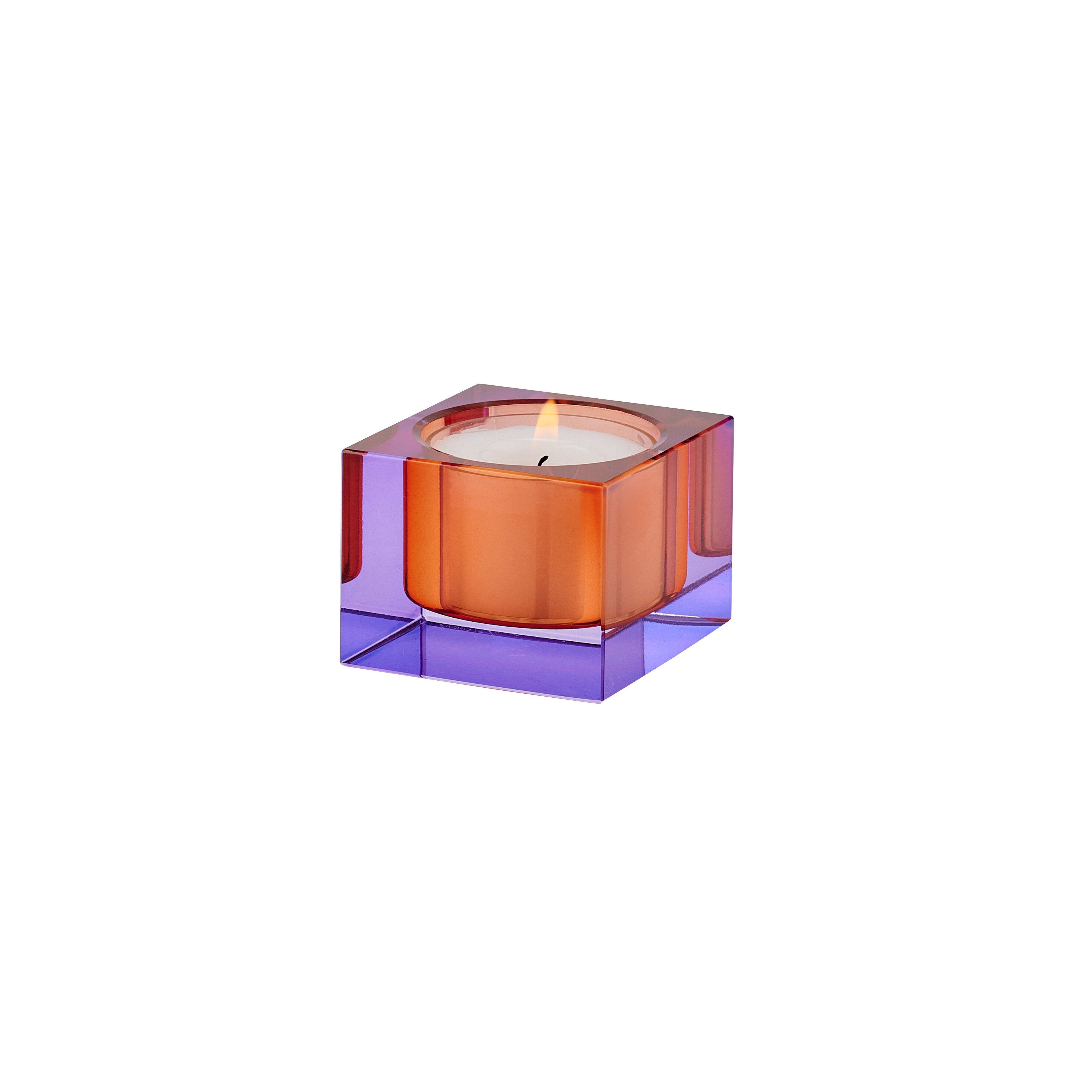 Bougeoir SARI en cristal - violet/orange