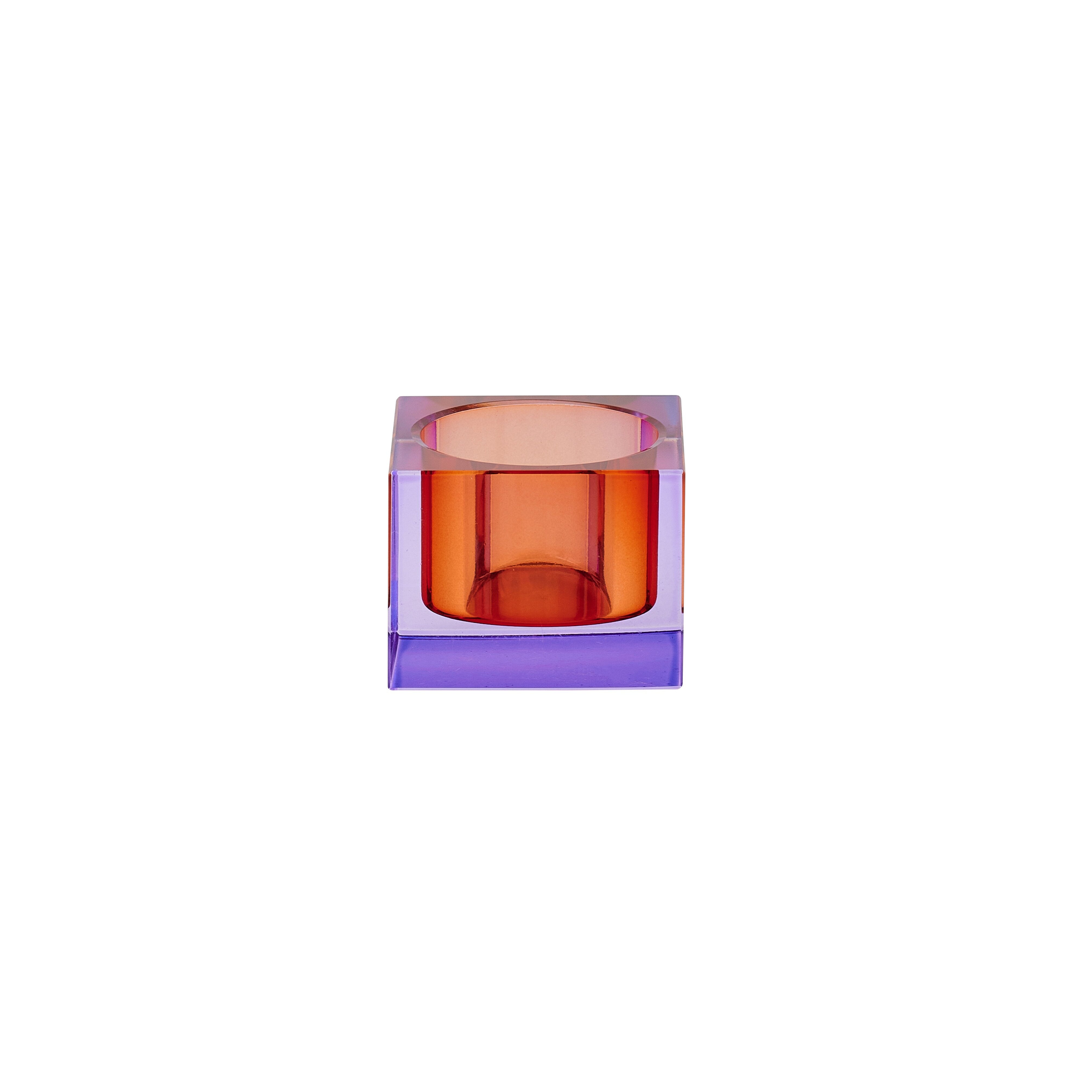 Bougeoir SARI en cristal - violet/orange