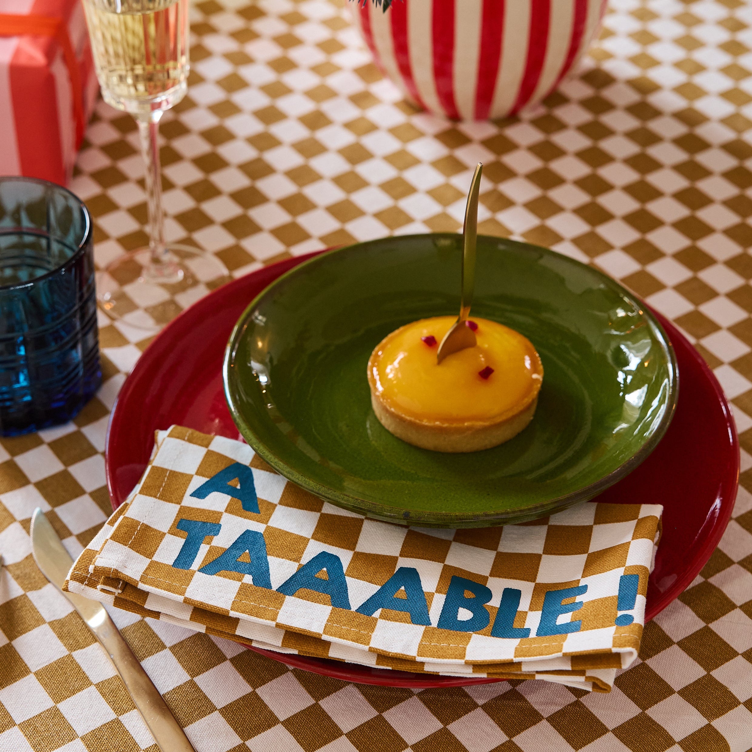 Serviette JOSEPHINE - damier caramel