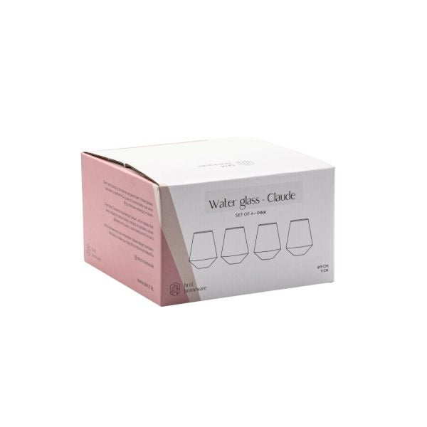 Lot de 4 verres à eau CLAUDE - rose