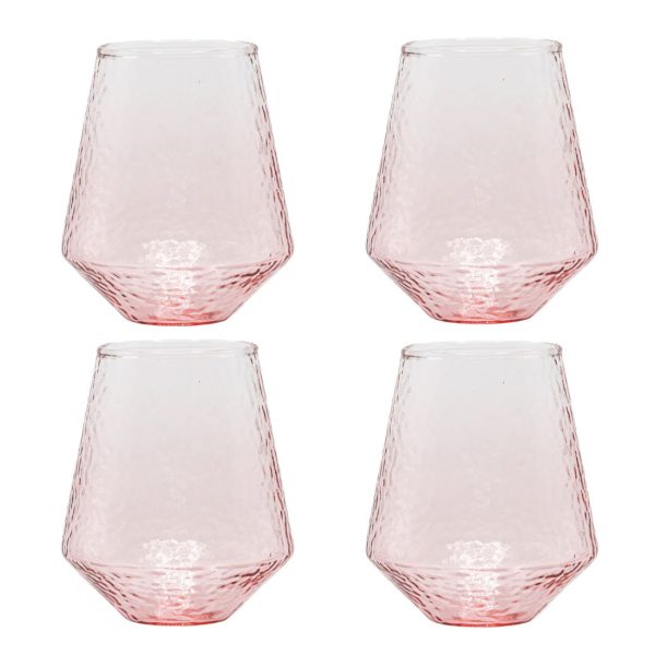 Lot de 4 verres à eau CLAUDE - rose