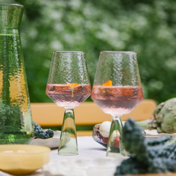 Lot de 2 verres à vin CLAUDE - clair / vert opaque