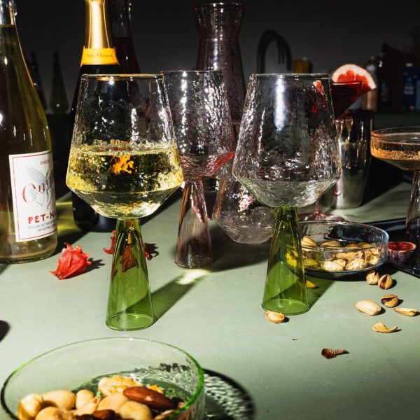 Lot de 2 verres à vin CLAUDE - clair / vert opaque