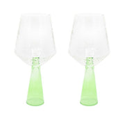 Lot de 2 verres à vin CLAUDE - clair / vert opaque