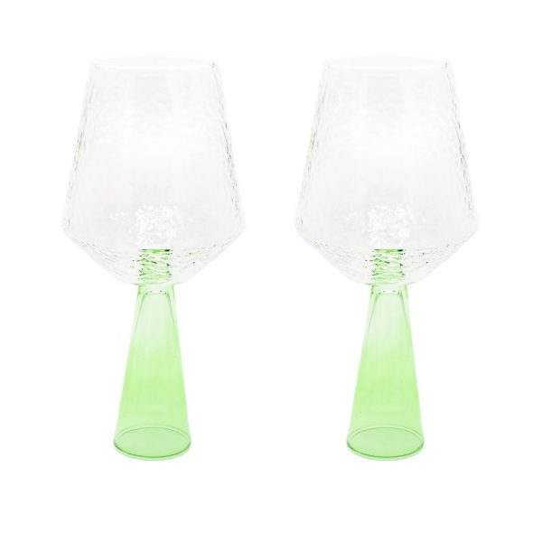 Lot de 2 verres à vin CLAUDE - clair / vert opaque