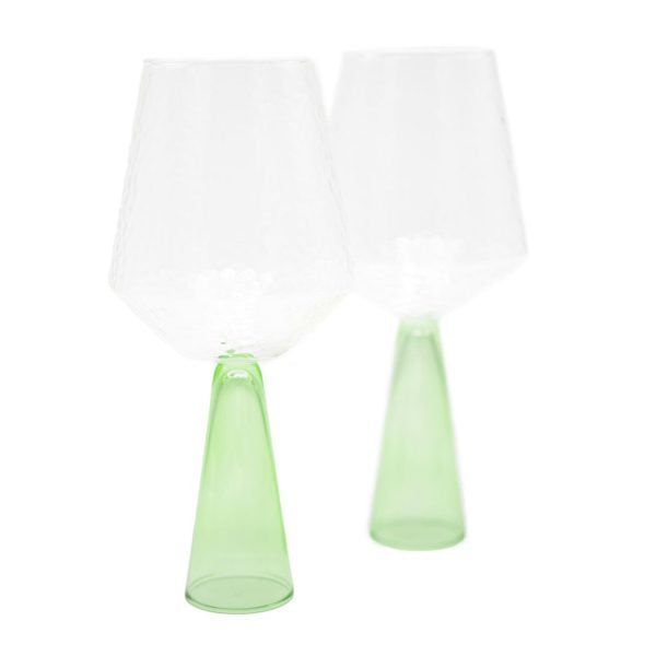 Lot de 2 verres à vin CLAUDE - clair / vert opaque