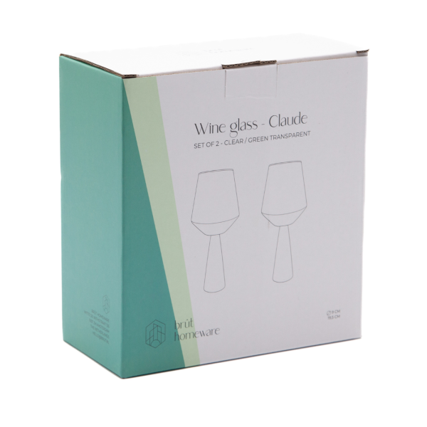 Lot de 2 verres à vin CLAUDE - clair / vert opaque
